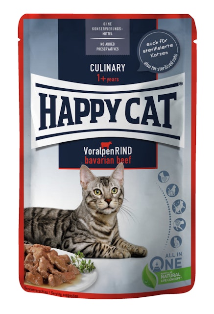 HAPPY CAT Meat in Sauce Culinary 85 Gramm Katzennassfutter Sparpaket 48 x 85 Gramm Voralpen-RindVorschaubild
