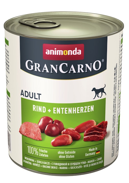 animonda Gran Carno Adult 800g Dose Hundenassfutter Sparpaket 12 x 800 Gramm Rind + EntenherzenVorschaubild