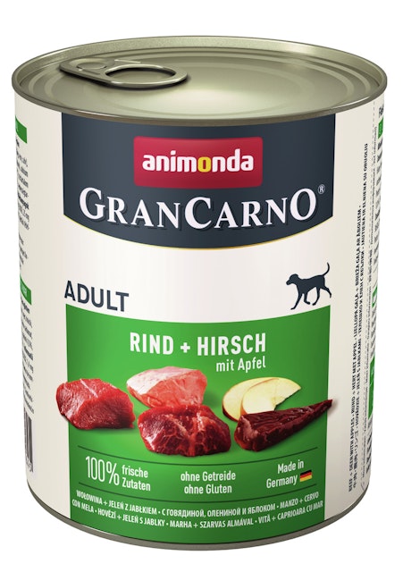 animonda Gran Carno Adult 800g Dose Hundenassfutter Sparpaket 12 x 800 Gramm Rind + Hirsch mit ApfelVorschaubild