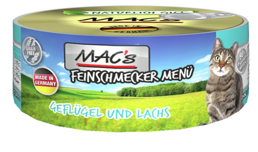 MAC's Cat Feinschmecker Menü 100g Dose Katzennassfutter Sparpaket 12 x 100 Gramm Geflügel & LachsVorschaubild