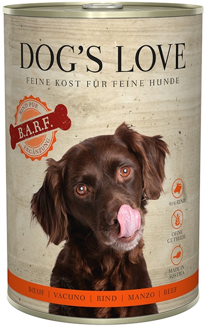 Dog's Love B.A.R.F. 400g Dose Hundenassfutter Sparpaket 12 x 400 Gramm RindVorschaubild