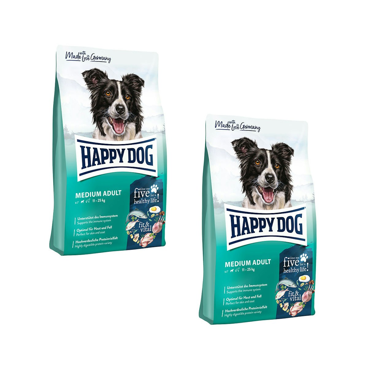 HAPPY DOG fit & vital Medium Adult Hundetrockenfutter Sparpaket 2 x 12 Kilogramm