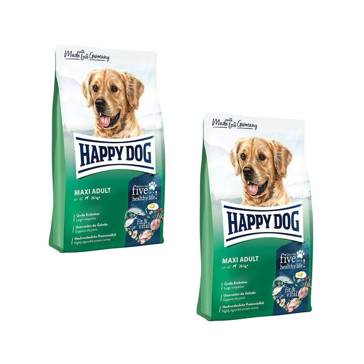 HAPPY DOG fit & vital Maxi Adult Hundetrockenfutter Sparpaket 2 x 14 Kilogramm